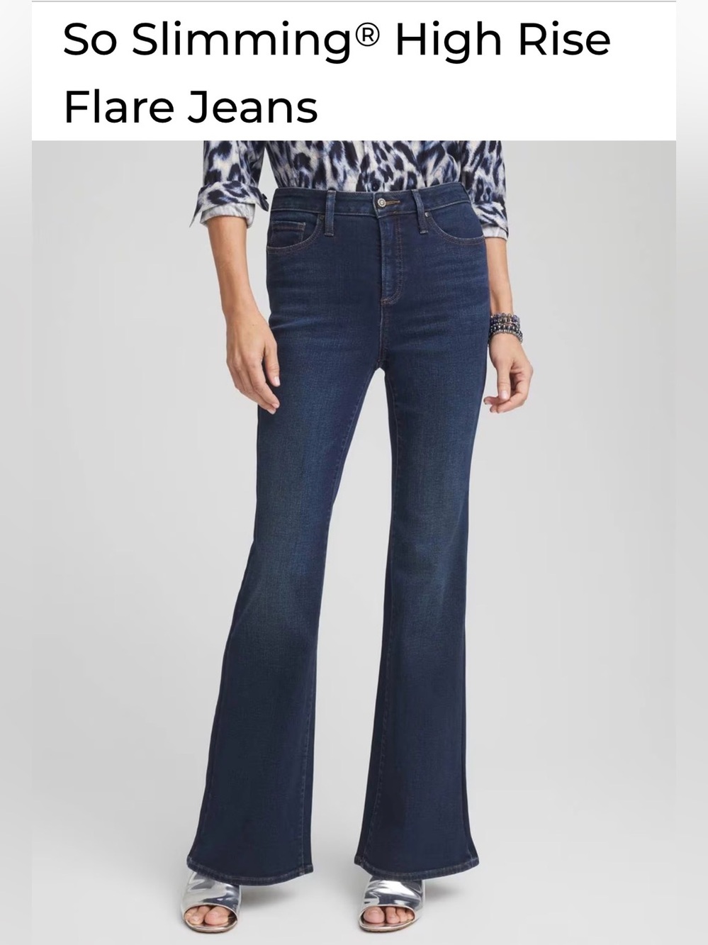 Chico’s Platinum High Rise Flare Jeans - Dark Indigo 1.5 Tall